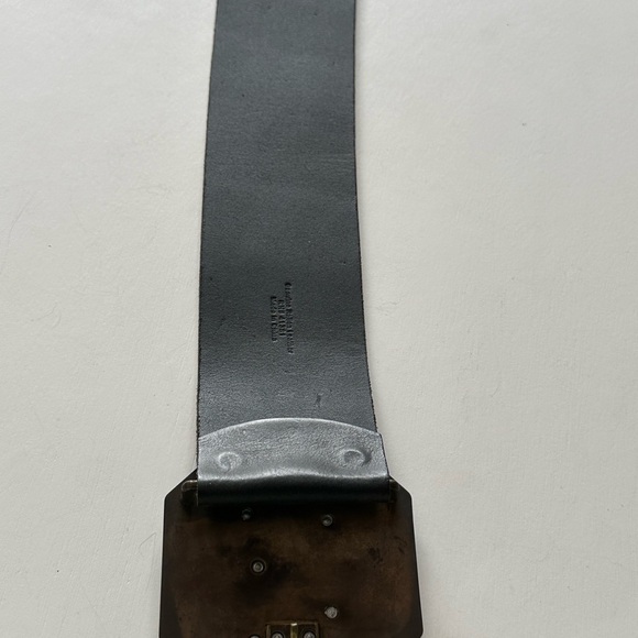 RUGBY Ralph Lauren Womens Wide Black Leather Belt Lion Crest Buckle Size Large - Picture 7 of 14